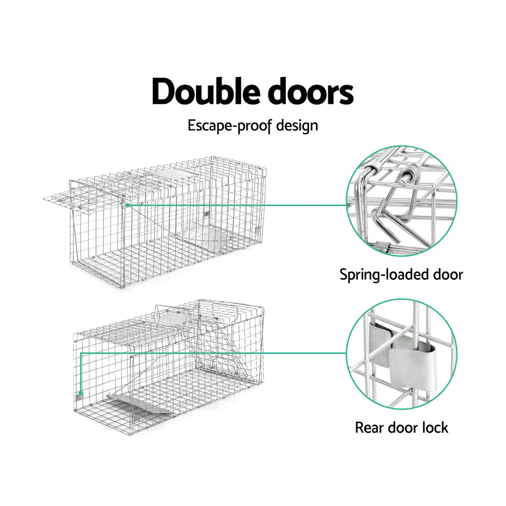 Humane Animal Trap Cage (150x50x53cm) - Silver