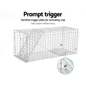 Humane Animal Trap Cage (150x50x53cm) - Silver