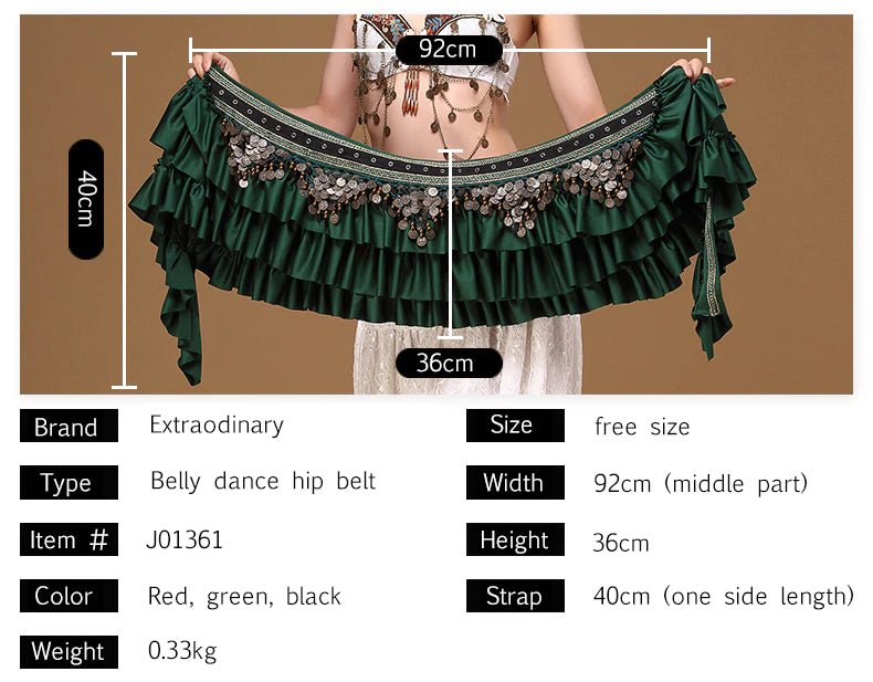 Tribal Gypsy Belly Dancing Fringe Wrap With Coins | Various Colours