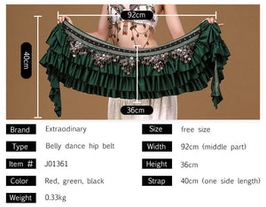 Tribal Gypsy Belly Dancing Fringe Wrap With Coins | Various Colours