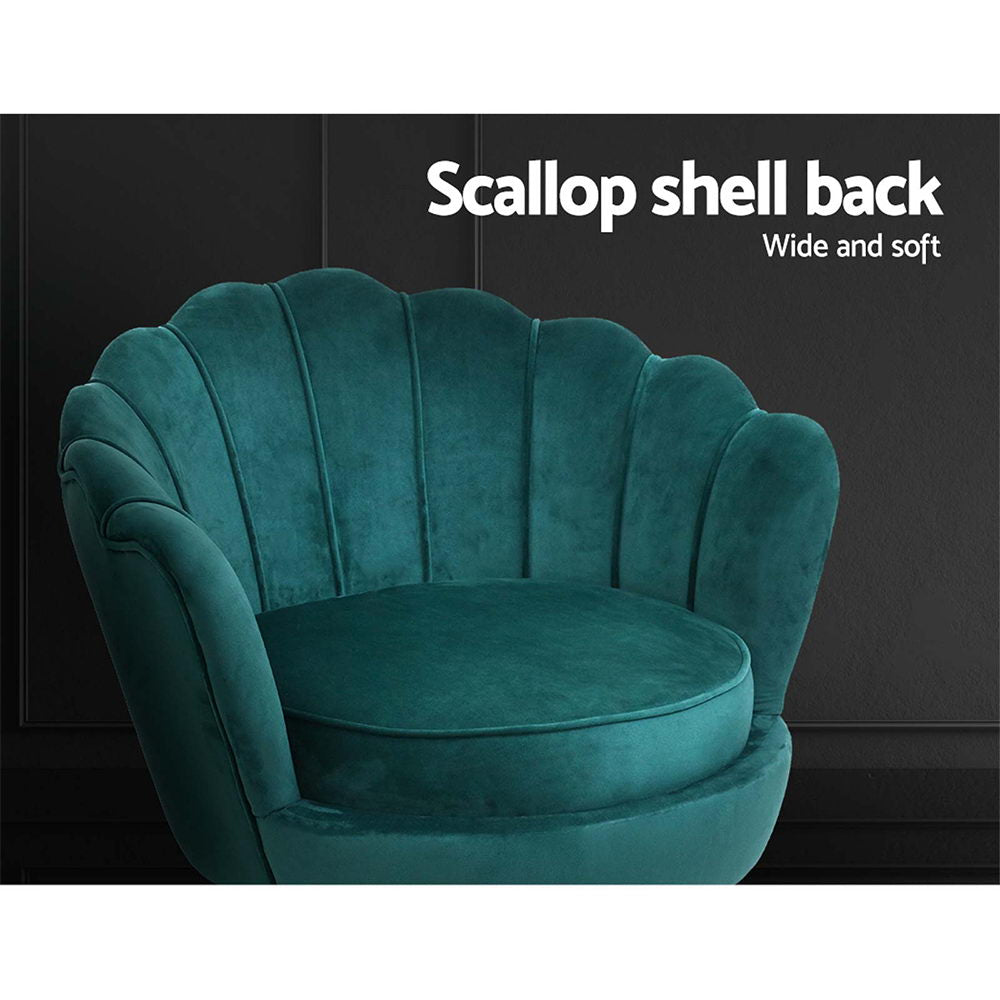 Green Velvet Shell Arm Chair