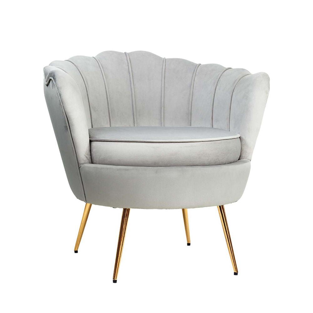 Retro Soft Velvet Grey Armchair / Sofa Seat