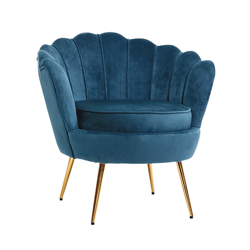 Velvet Navy Shell Arm Chair