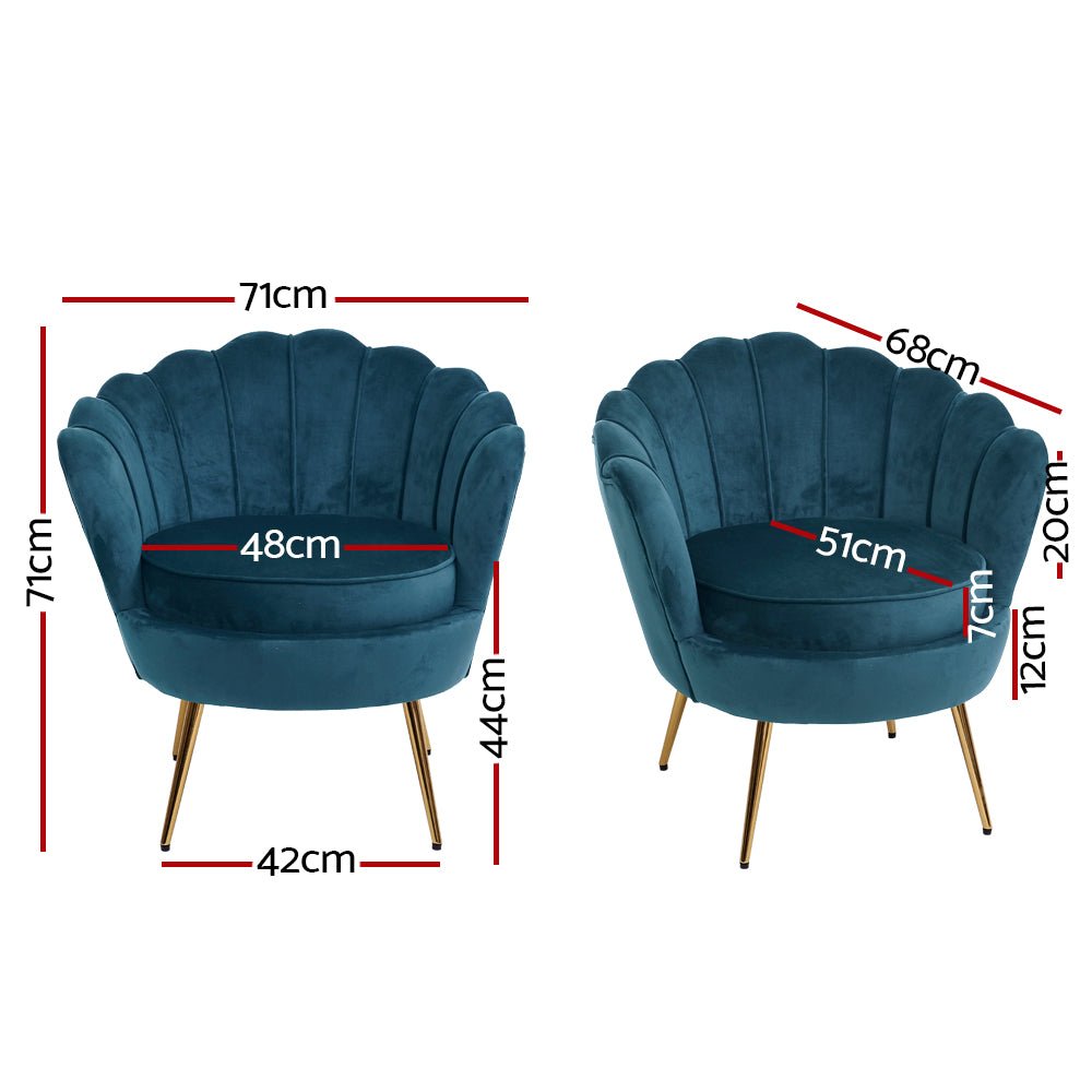 Velvet Navy Shell Arm Chair