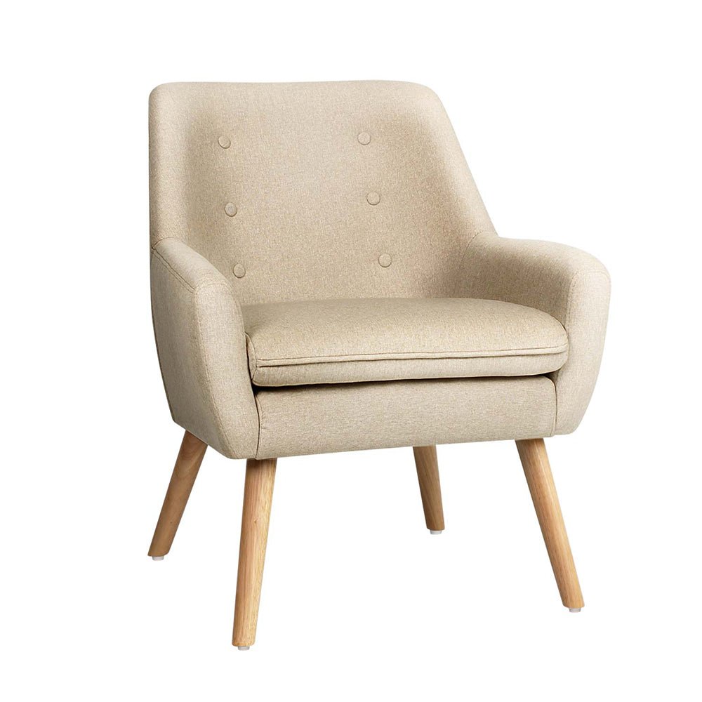 Beige Fabric Dining Armchair