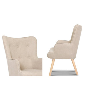 Beige Armchair Lounge With Included Ottoman