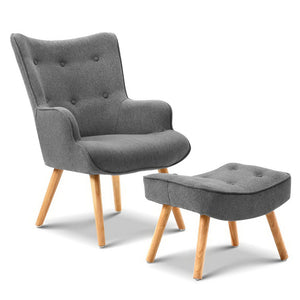 Grey Arm Chair With Matching Ottoman