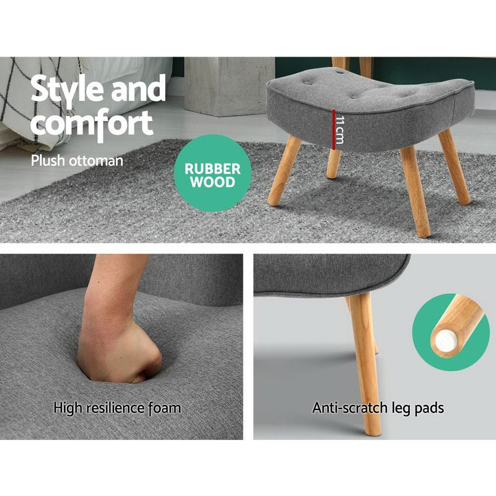 Grey Arm Chair With Matching Ottoman