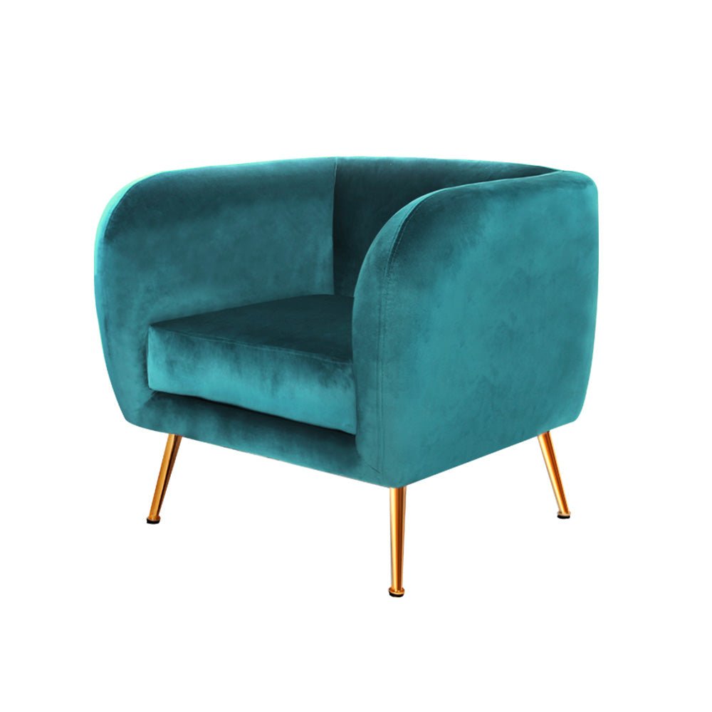 Retro Green Velvet Circular Armchair