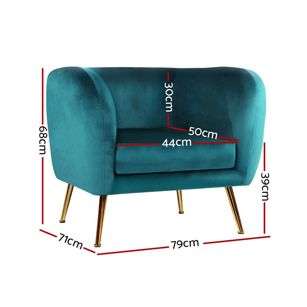 Retro Green Velvet Circular Armchair