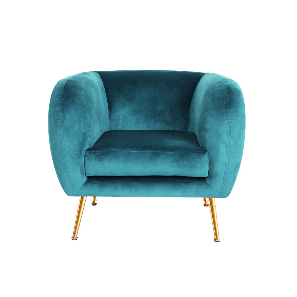 Retro Green Velvet Circular Armchair