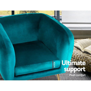 Retro Green Velvet Circular Armchair