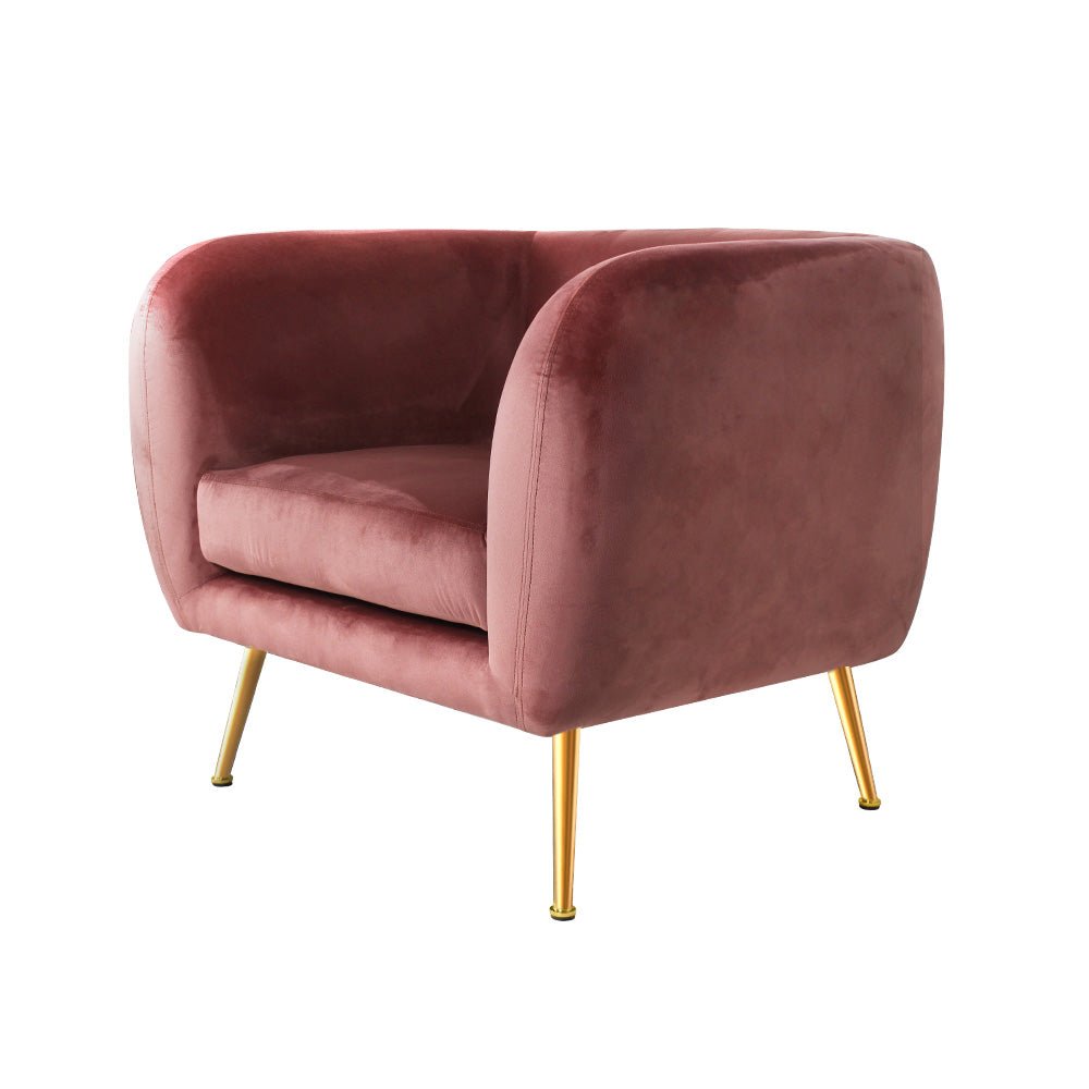 Retro Pink Velvet Circular Armchair