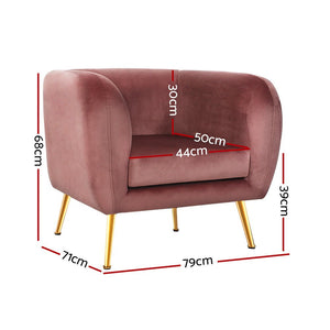 Retro Pink Velvet Circular Armchair