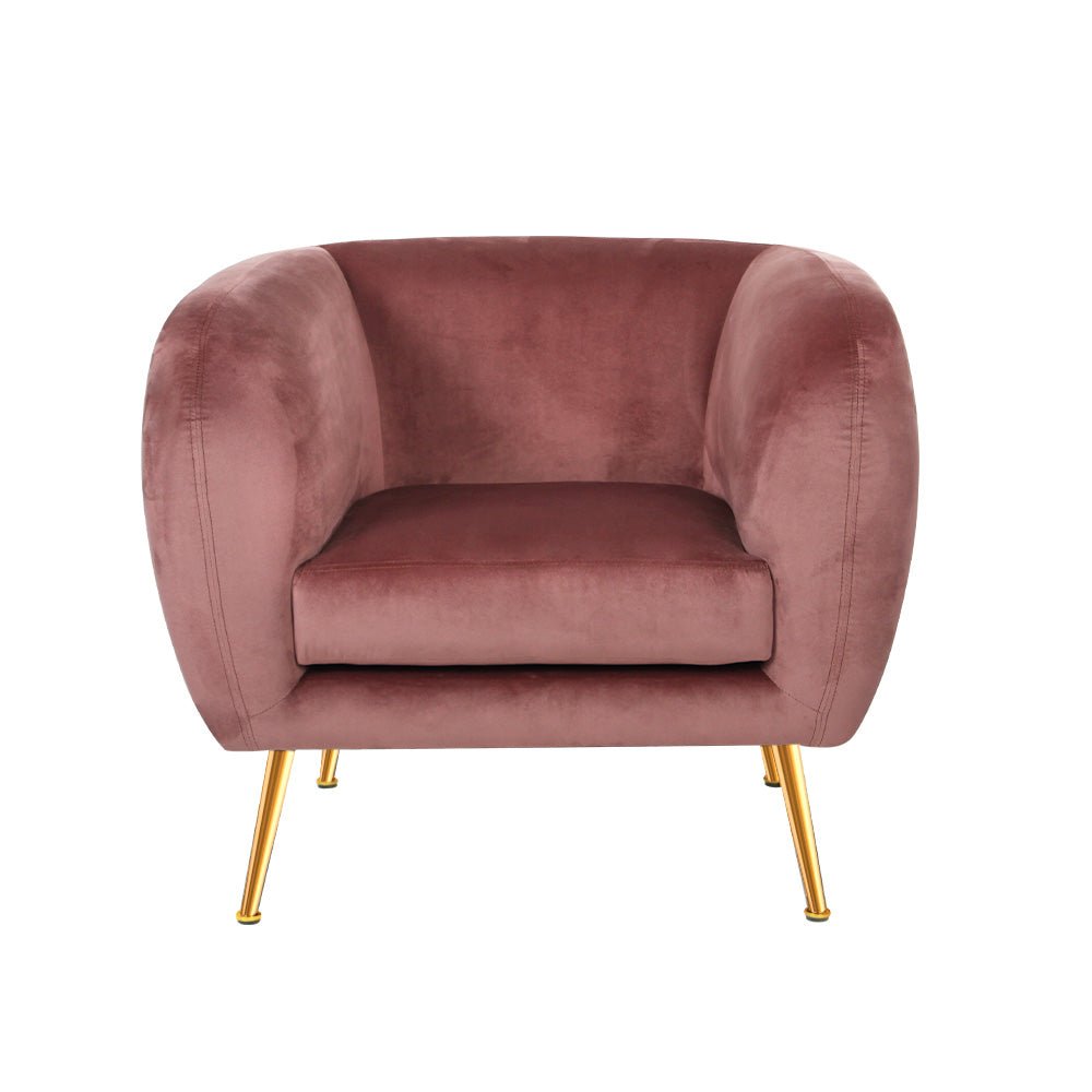 Retro Pink Velvet Circular Armchair