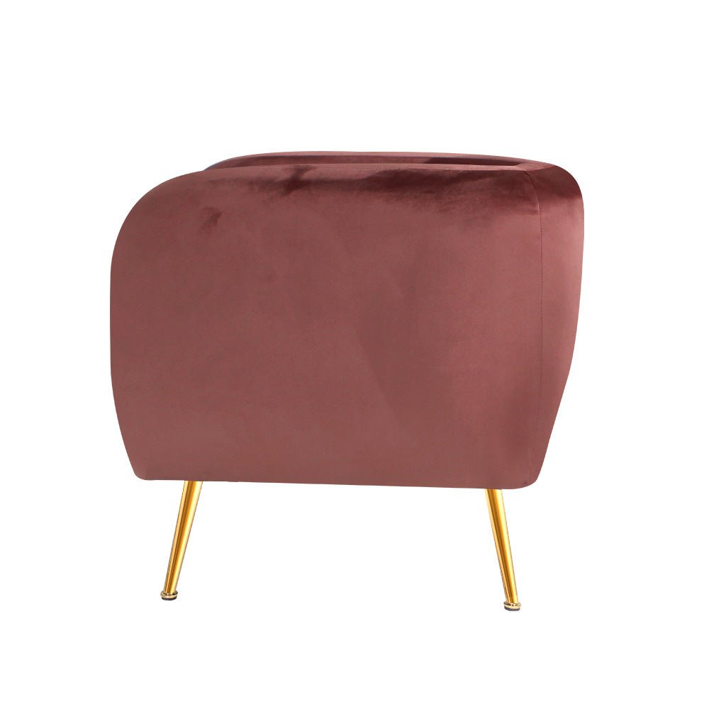 Retro Pink Velvet Circular Armchair