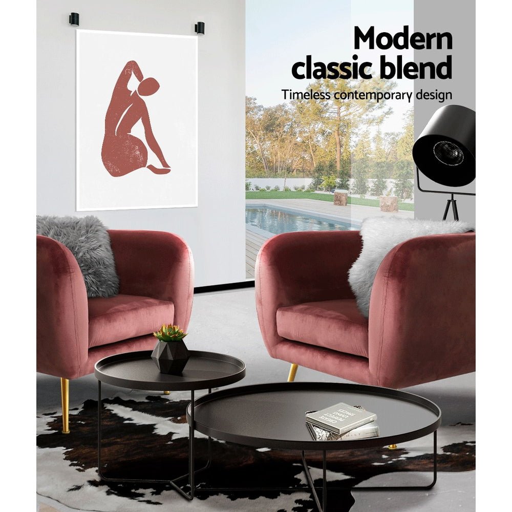 Retro Pink Velvet Circular Armchair