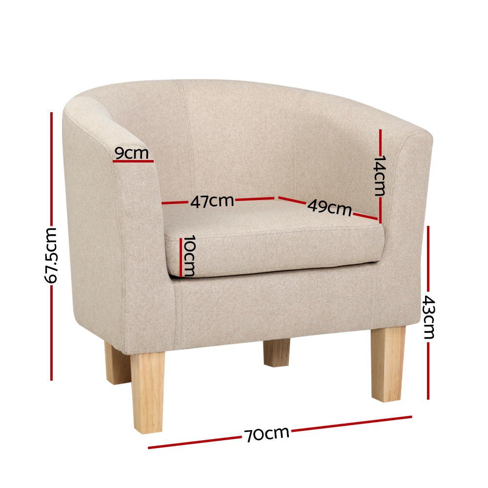 Comfortable Beige Armchair Lounge Sofa
