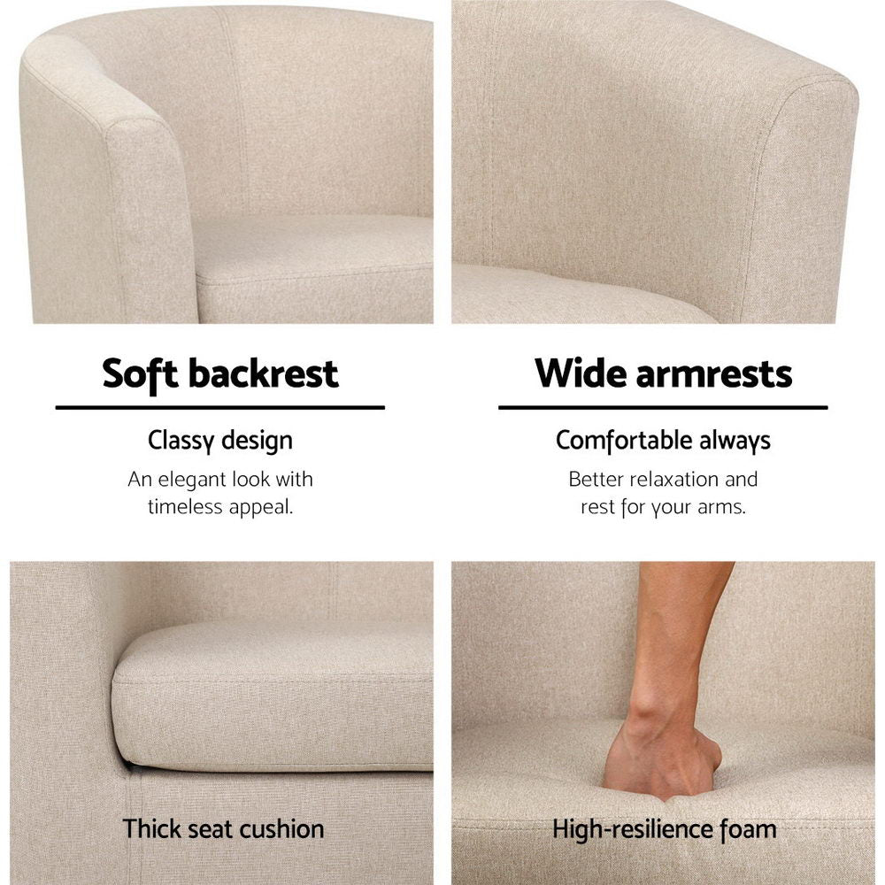 Comfortable Beige Armchair Lounge Sofa