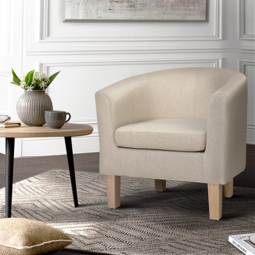 Comfortable Beige Armchair Lounge Sofa