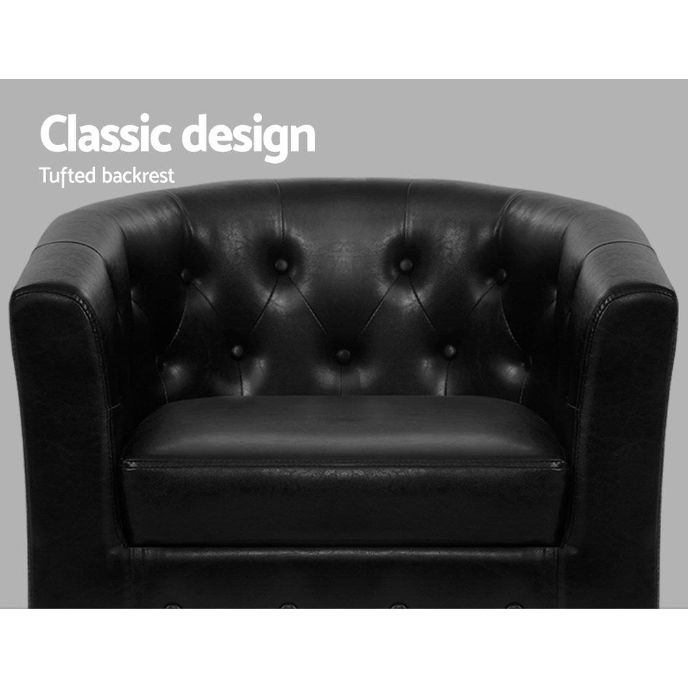 Leather Tub Armchair Lounge Chair With Ottoman