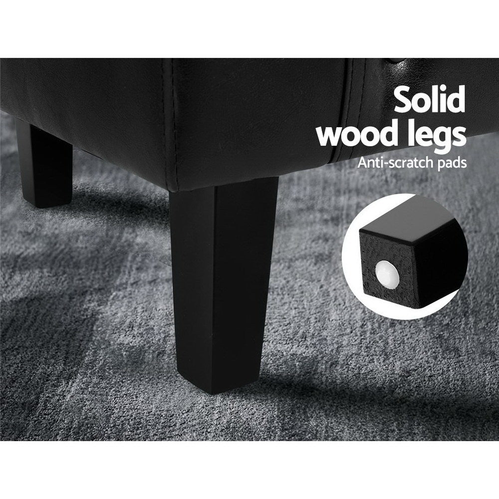 Leather Tub Armchair Lounge Chair With Ottoman