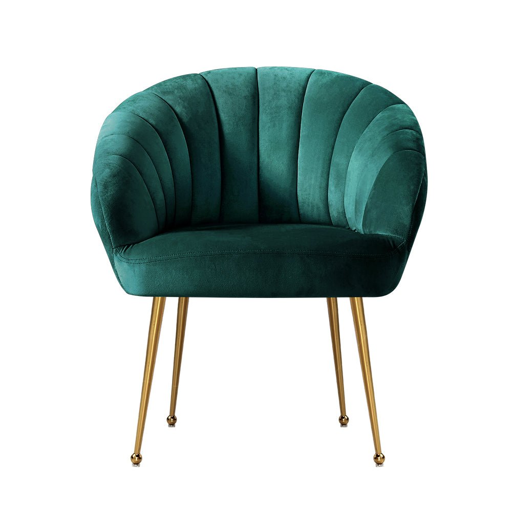 Vintage Green Velvet Studio Styled Arm Chairs