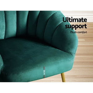 Vintage Green Velvet Studio Styled Arm Chairs