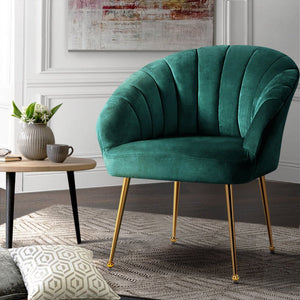 Vintage Green Velvet Studio Styled Arm Chairs