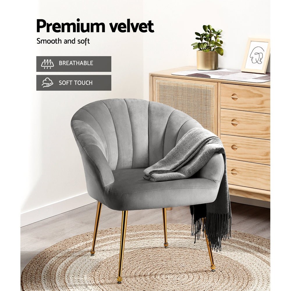 Grey Velvet Studio Styled Armchair