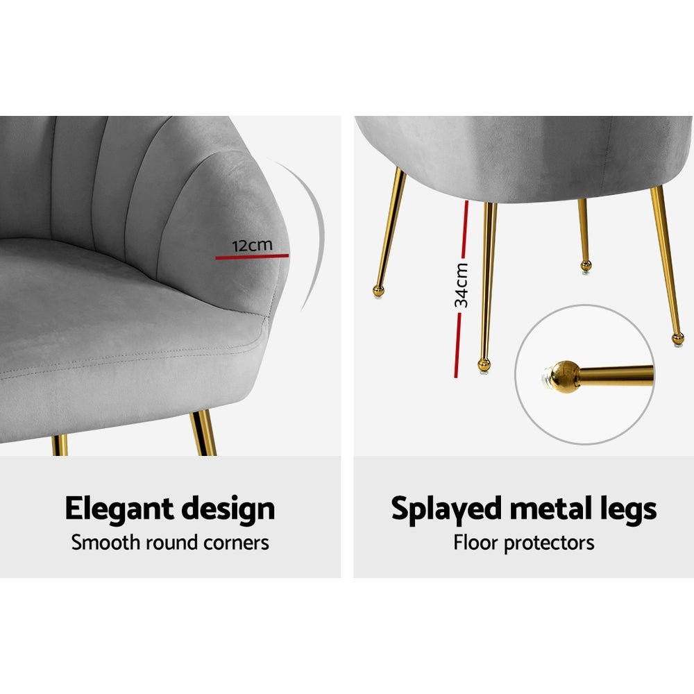 Grey Velvet Studio Styled Armchair