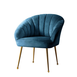 Navy Blue Velvet Vintage Arm Chair
