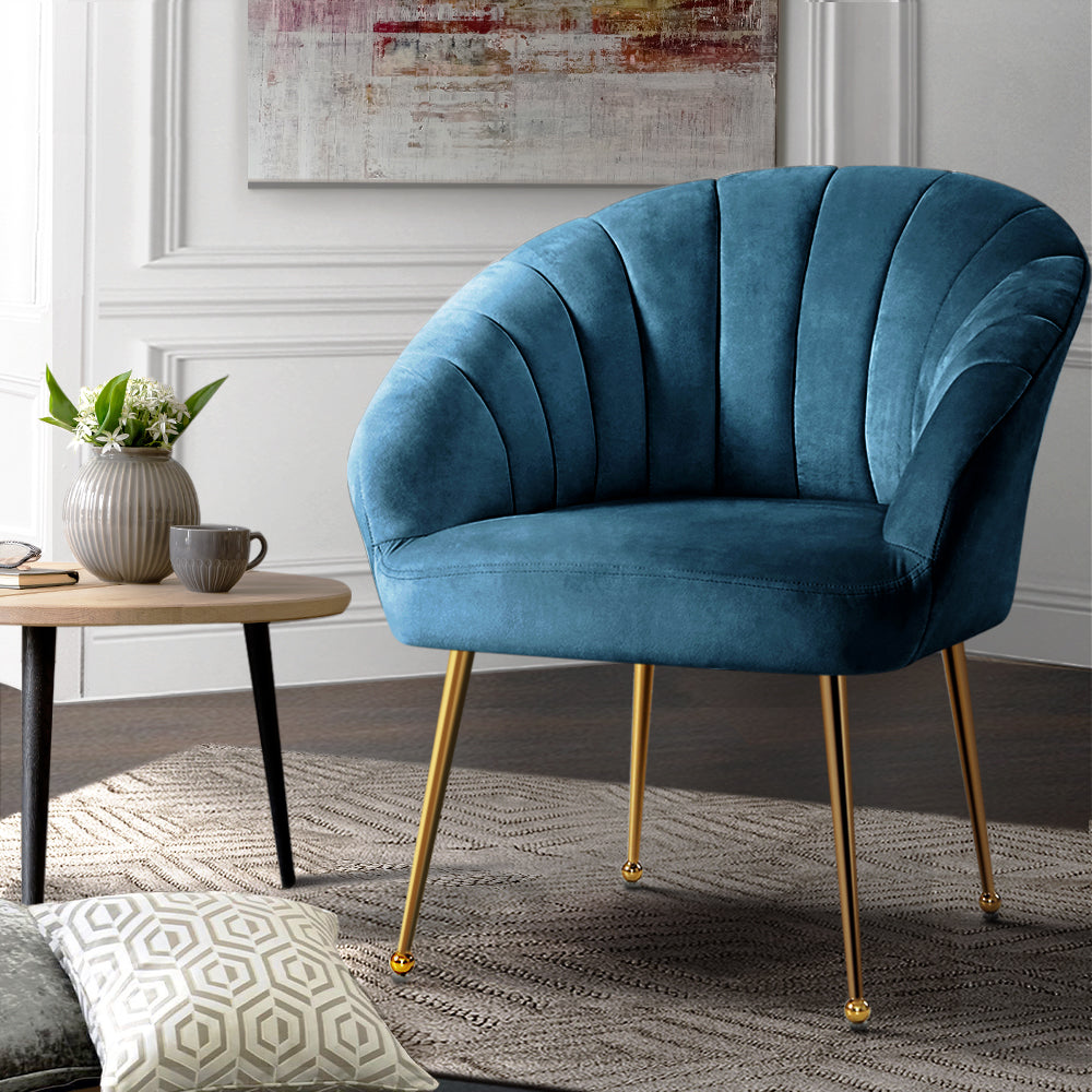 Navy Blue Velvet Vintage Arm Chair