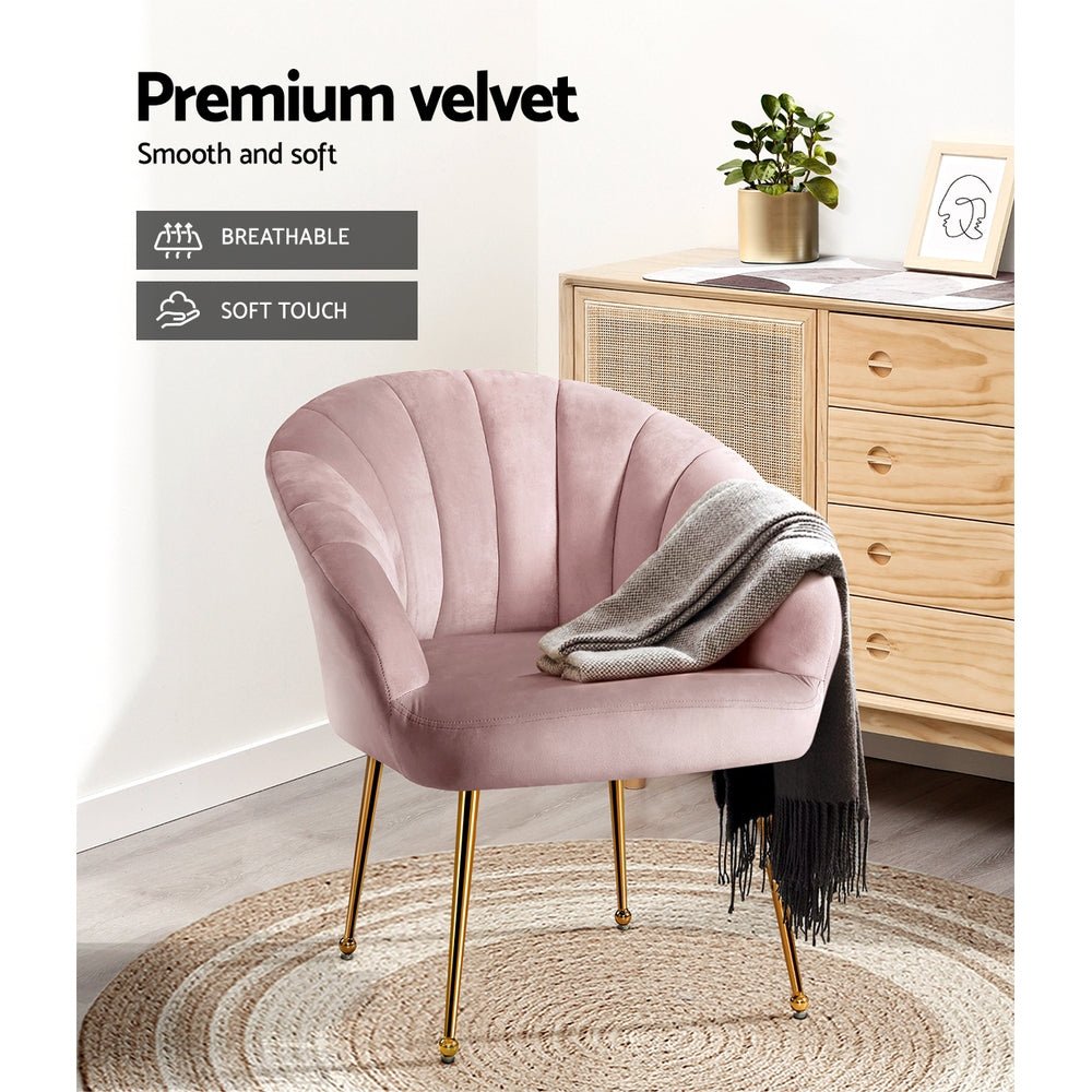 Pink Velvet Vintage Styled Arm Chair