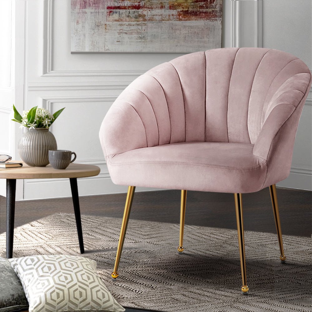 Pink Velvet Vintage Styled Arm Chair