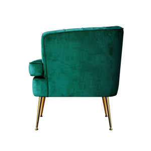 Green Velvet Retro Styled Arm Chair