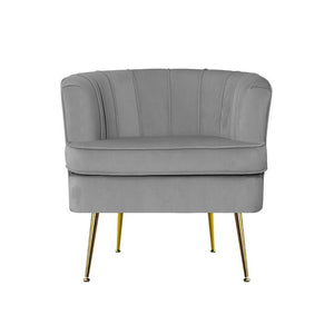 Grey Velvet Retro Styled Arm Chair