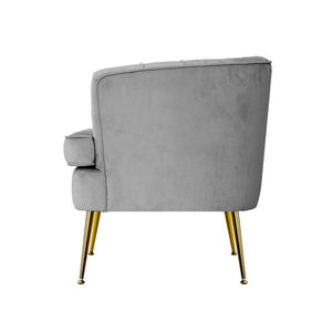 Grey Velvet Retro Styled Arm Chair