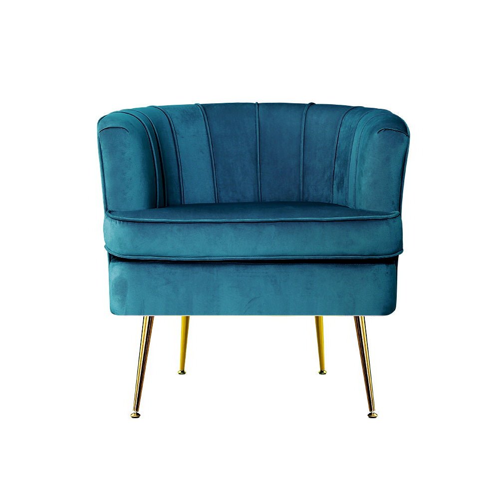 Blue Velvet Retro Styled Arm Chair