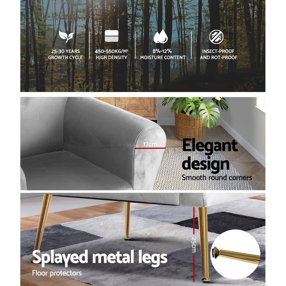 Vintage Classic Styled Velvet Arm Chair