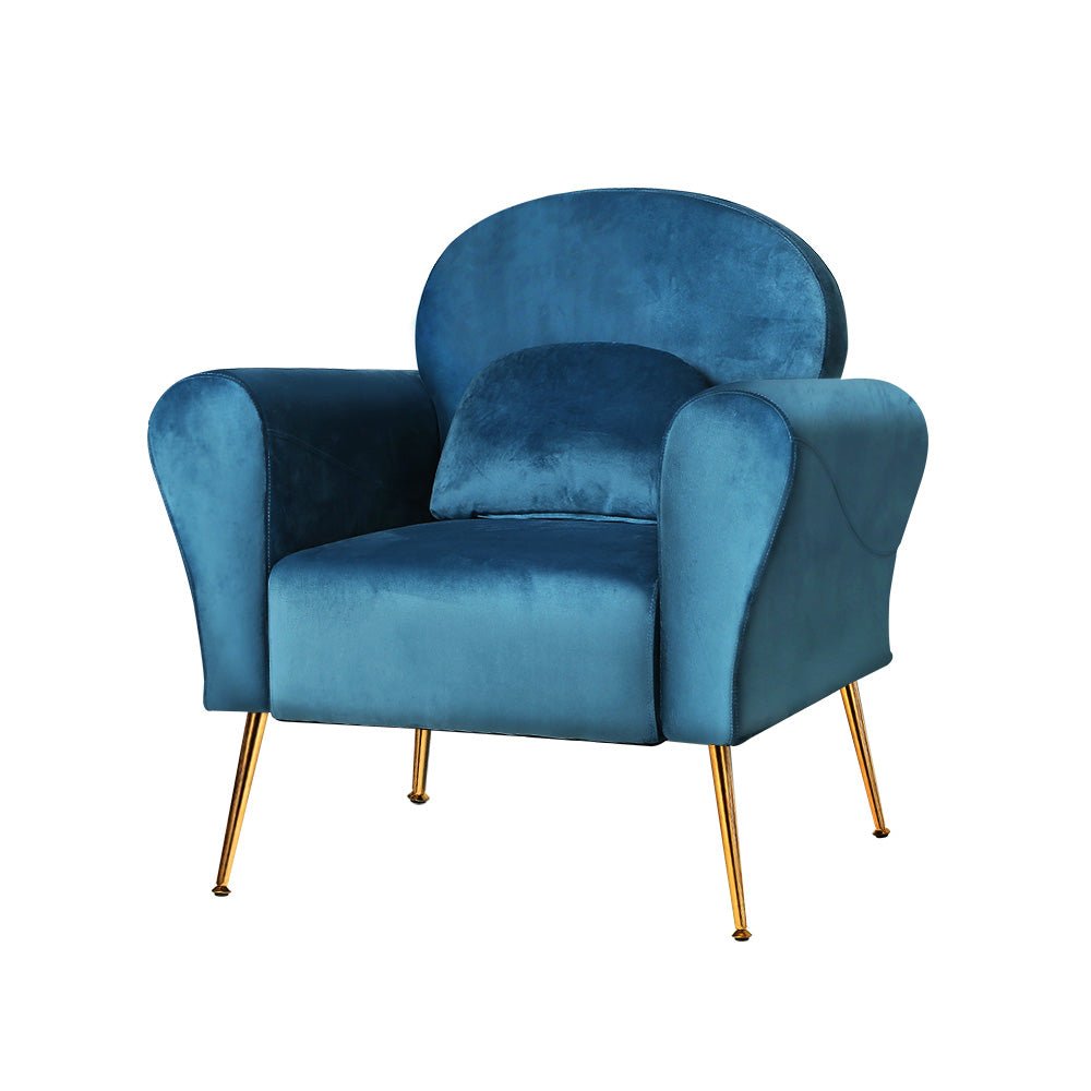 Vintage Classic Styled Navy Velvet Arm Chair