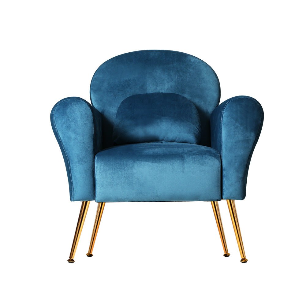 Vintage Classic Styled Navy Velvet Arm Chair