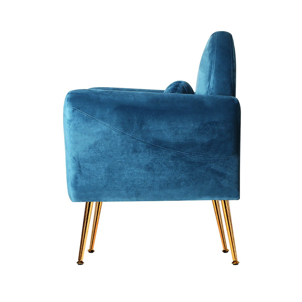Vintage Classic Styled Navy Velvet Arm Chair