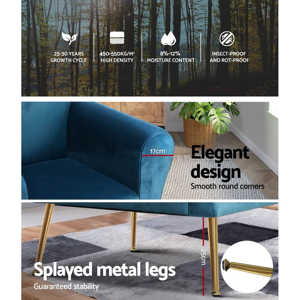 Vintage Classic Styled Navy Velvet Arm Chair