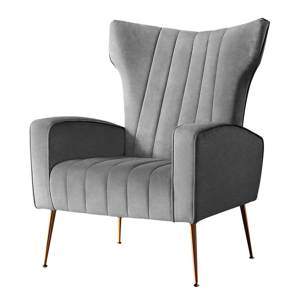Grey Velvet Armchair Lounge
