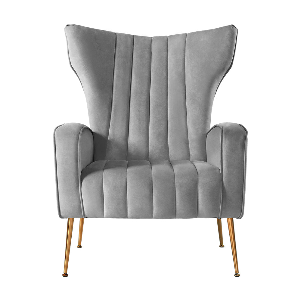 Grey Velvet Armchair Lounge
