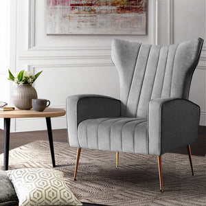Grey Velvet Armchair Lounge