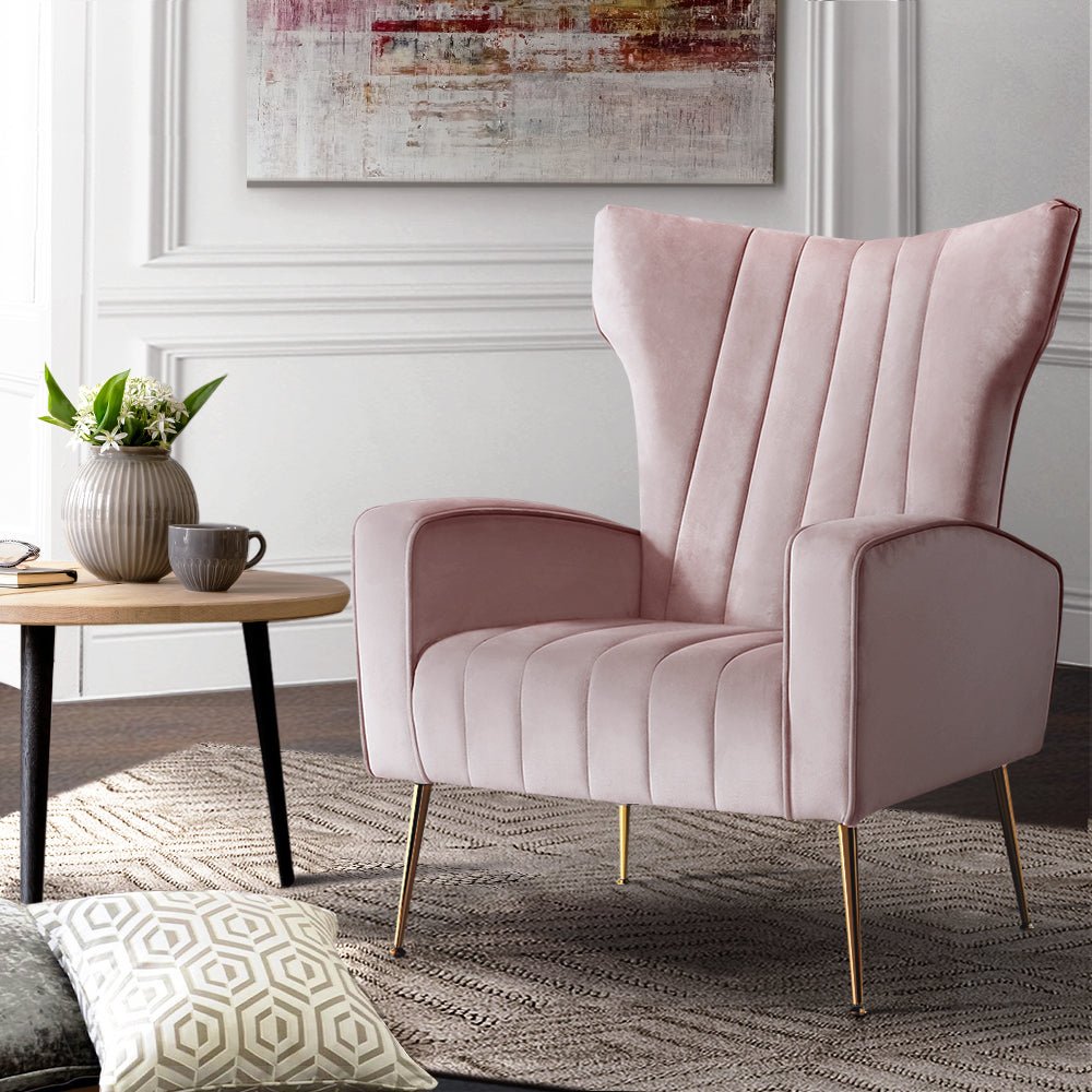 Pink Vintage Velvet Arm Chair