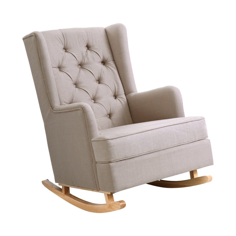 Beige Recliner Rocking Armchair