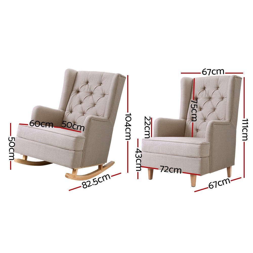 Beige Recliner Rocking Armchair